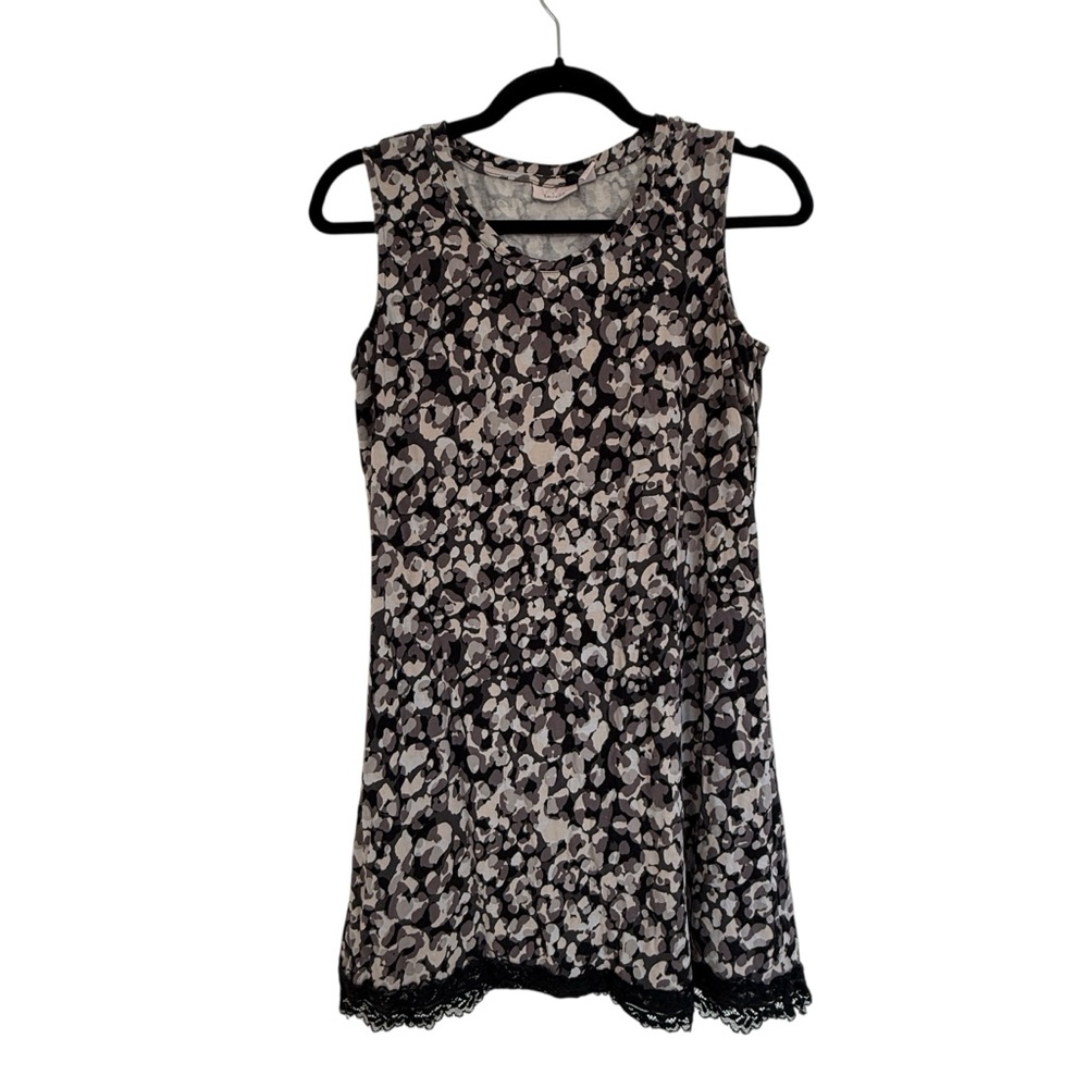 LOGO Layers Lori Goldstein Geometric Lace‎ Trim Jersey Chemise Nightgown Small